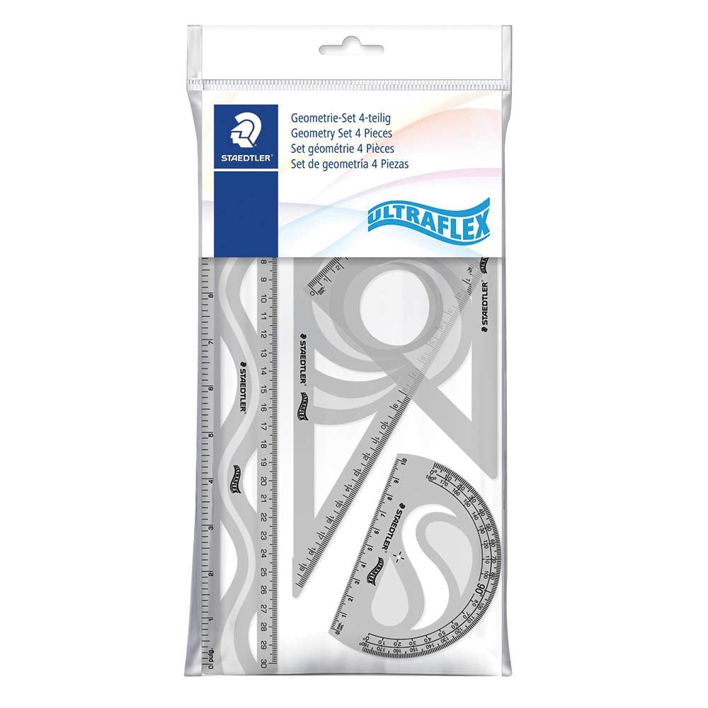 STAEDTLER 569PB4UF-S 4 Piece Maths Geometry Set - Ruler, Protractor ...
