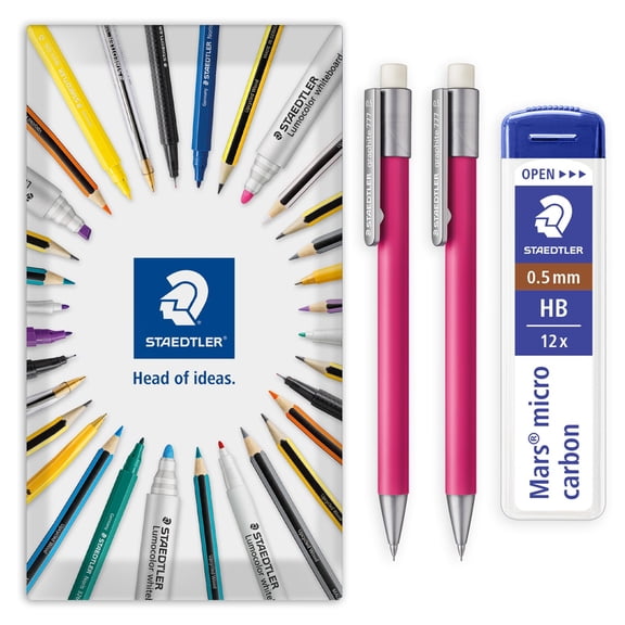 STAEDTLER 777 Graphite Mechanical Pencils 0.5mm HB Magenta Pack of 2 with Refills