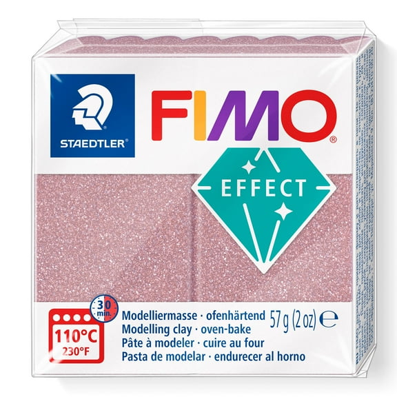 STAEDTLER 8010-212 FIMO Effect Oven-Hardening Polymer Modelling Clay - Glitter Rose Gold (1 x 57g Block)