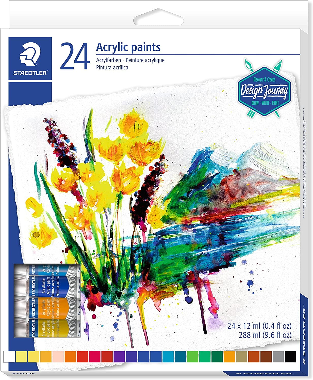 STAEDTLER C24 Karat Acrylic Paint Tube - Multi-Colour (Pack of 24)