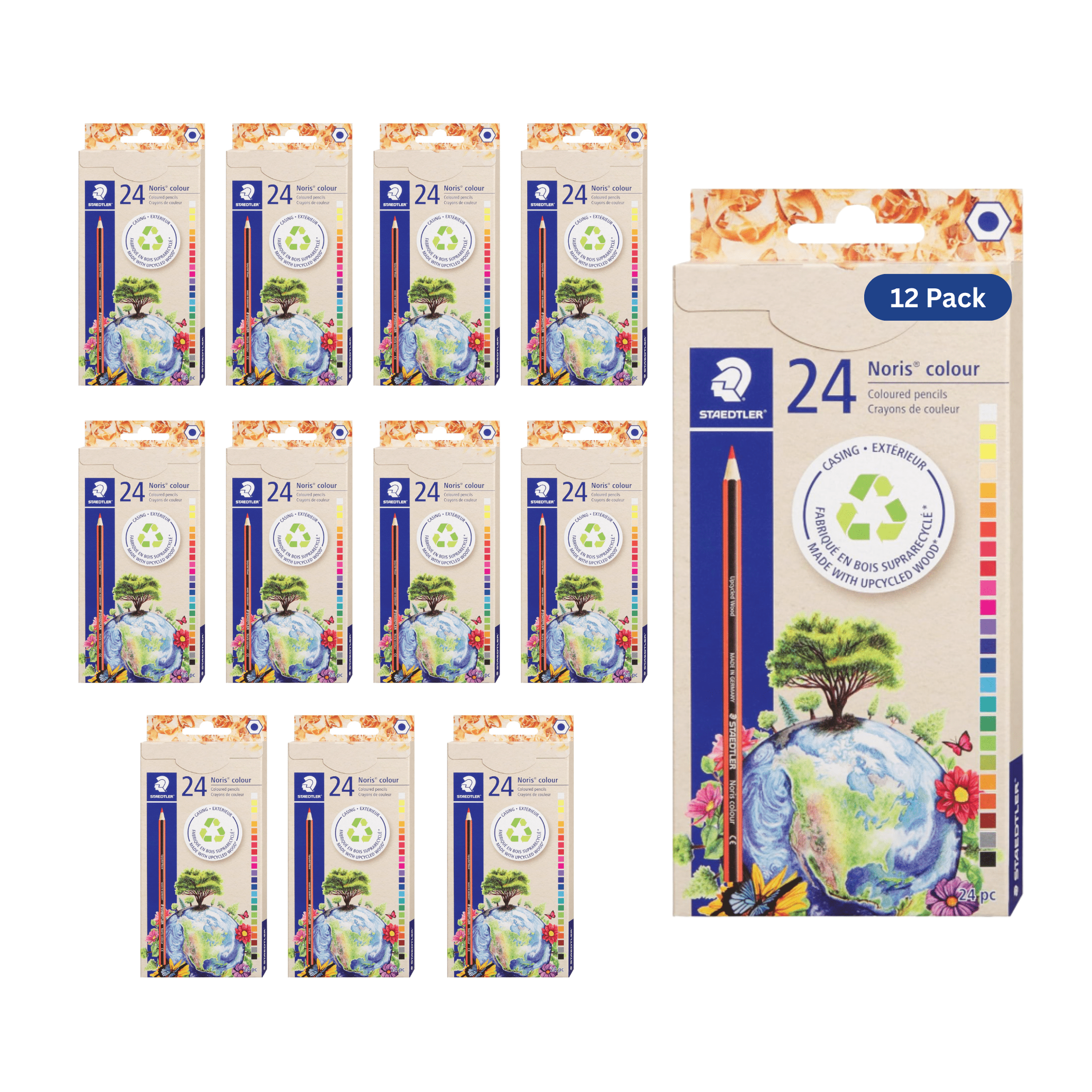 STAEDTLER Colored Pencils 12-Pack (12 sets of 24 pcs) for School Supplies - Break-Resistant Lead, Sustainably Made, Vibrant Colors for Artists & Students, 288 Count
