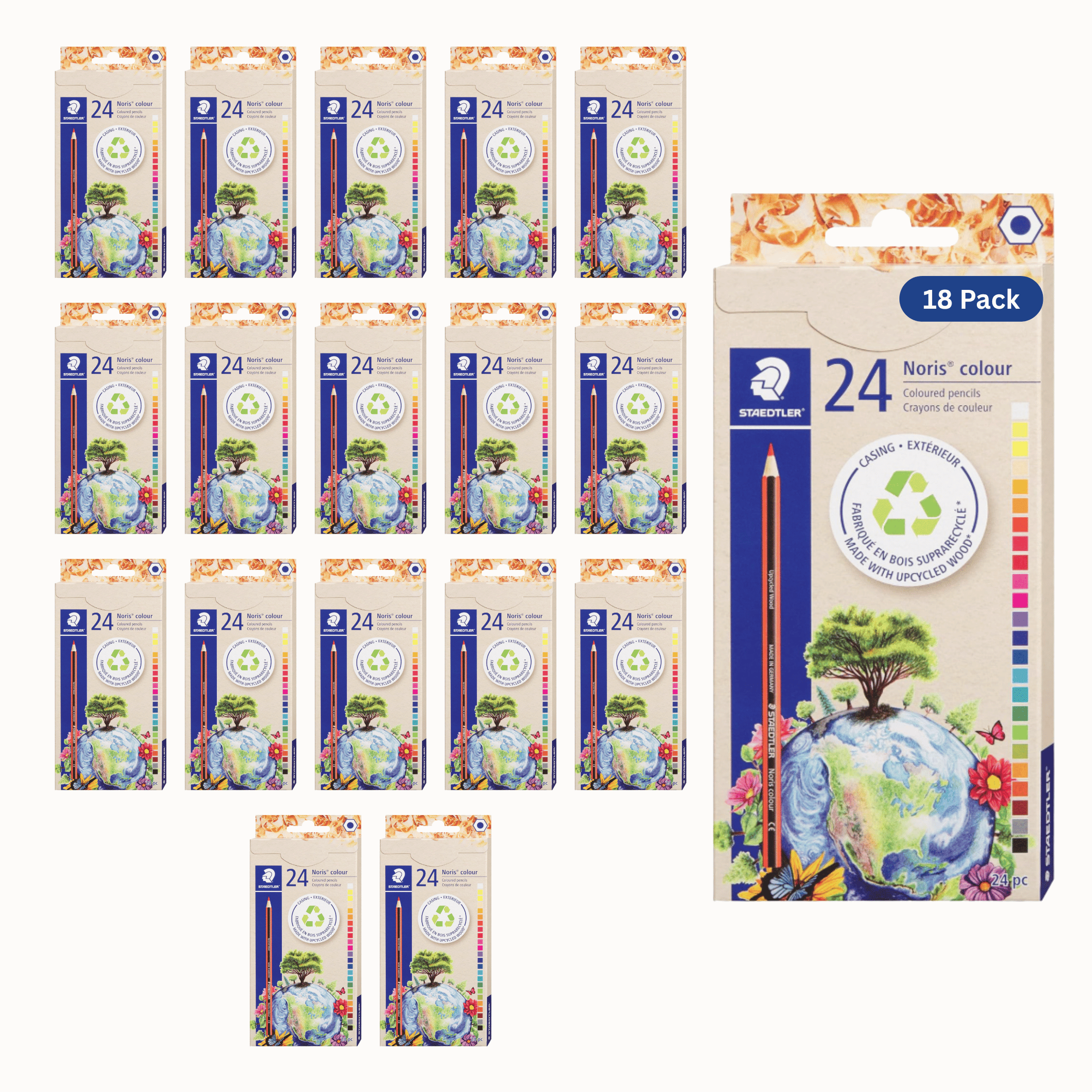 STAEDTLER Colored Pencils 18-Pack (18 sets of 24 pcs) for School Supplies - Break-Resistant Lead, Sustainably Made, Vibrant Colors for Artists & Students, 432 Count
