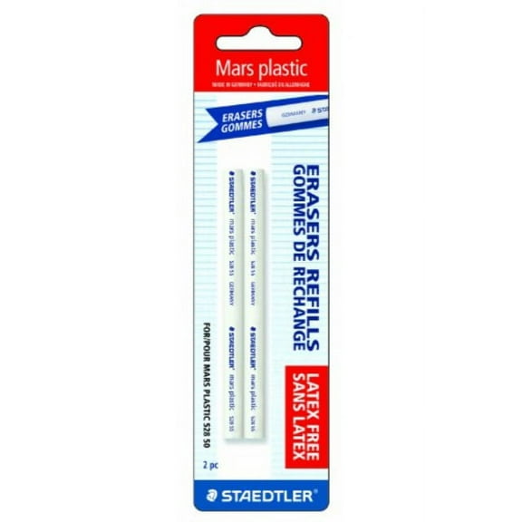 STAEDTLER Mars Plastic Retractable Stick Erasers, Refills 2-pack, Latex-Free