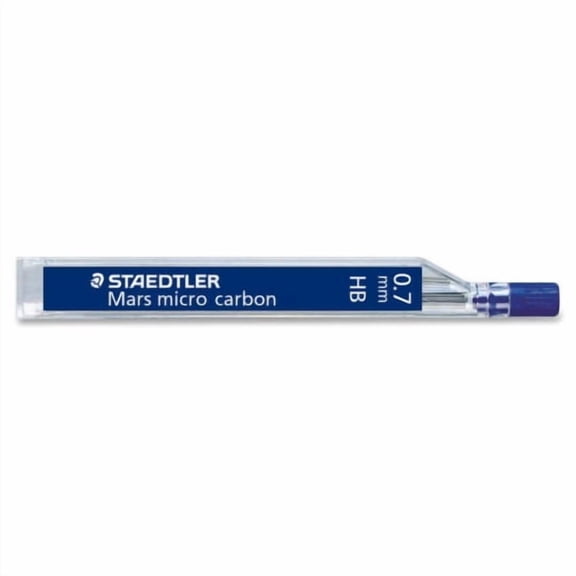 STAEDTLER Micro Mars Carbon Mechanical Pencil Lead, 0.7 mm, HB, 60 mm x 12 Leads (250 07-HB)
