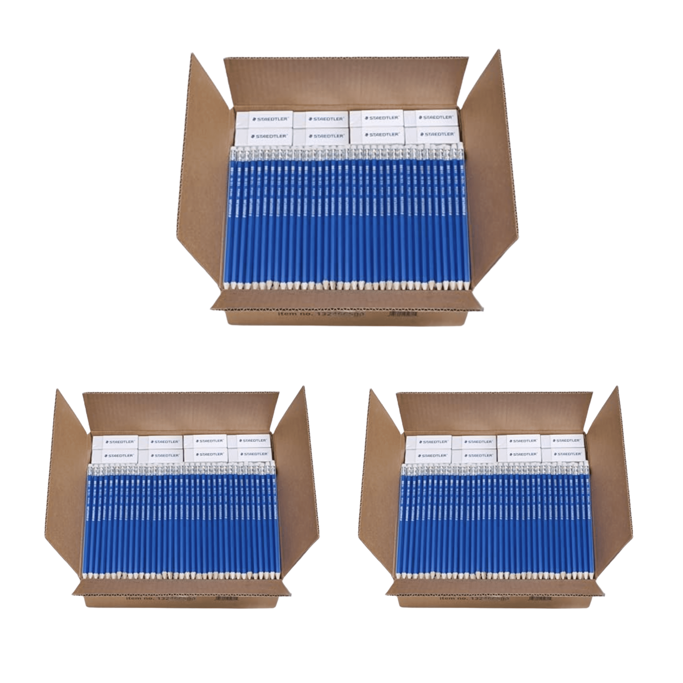 STAEDTLER Norica #2 HB Pencils Class Pack with Erasers 3 Pack , (3 sets of 144 pcs) Break-Resistant Lead, Pre-sharpened bulk back with PVC-Free Erasers, Count 432