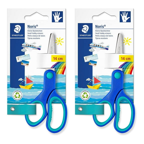 STAEDTLER Noris Club Small Left Handed Scissors - Pack of 2 - Blue