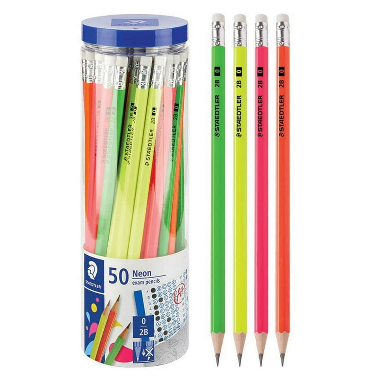 STAEDTLER Pencil, pencil sharpener (set of 50 Neon exam pencils