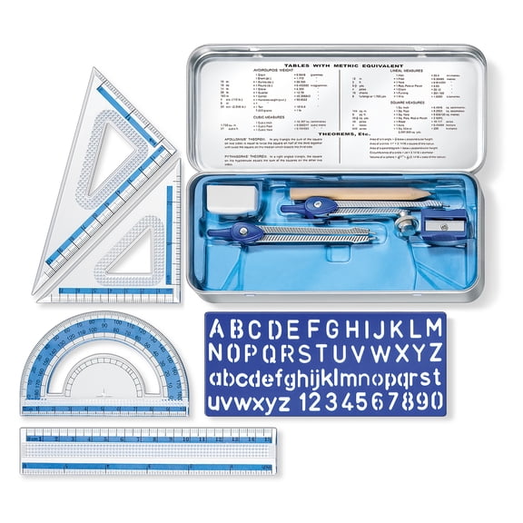 STAEDTLER Xcellence 10-Piece Math Set, In Storage Tin. Tools for Drawing, Drafting, and Measuring