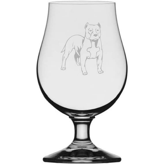 STAFFORDSHIRE BULL TERRIER Dog Themed Etched 13.25oz Iona Beer Glass