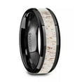 thumbnail image 1 of STAG Black Ceramic Beveled Men's Wedding Band with Off-White Antler Inlay - 8mm, 1 of 2