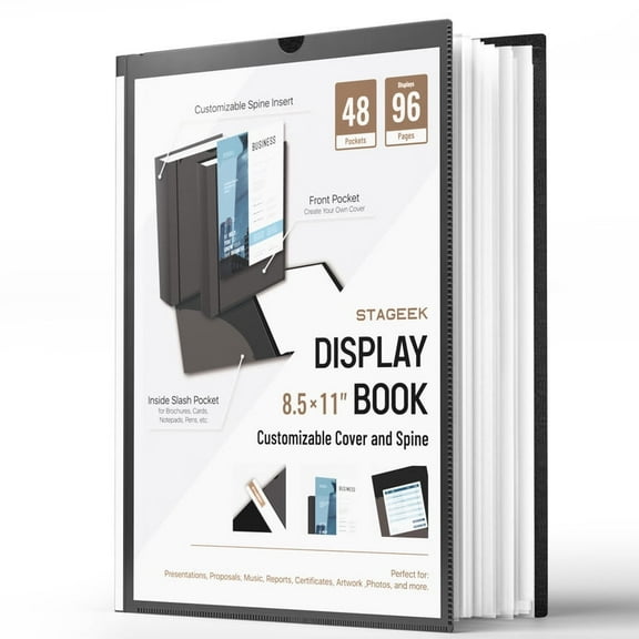 STAGEEK 48-Pocket Portfolio Binder Display 96 Pages, 8.5x11 Binder with Plastic Sleeves, Art Portfolio Folder with Clear Sheet Protectors, Presentation Book for Artwork, Document Organizer