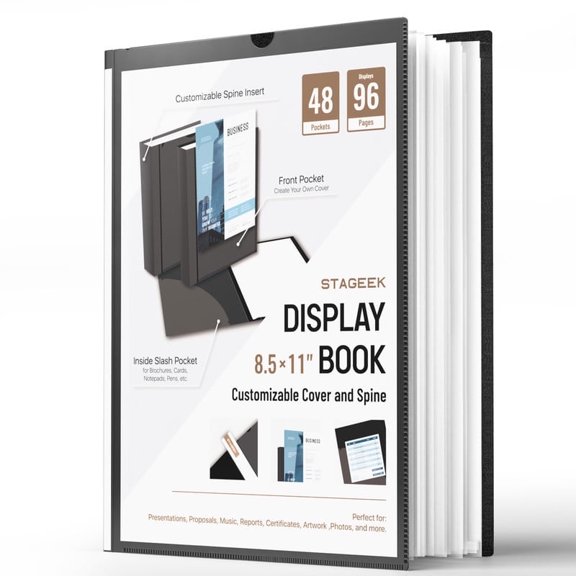 STAGEEK 48-Pocket Portfolio Binder Display 96 Pages, 8.5x11 Binder with Plastic Sleeves, Art Portfolio Folder with Clear Sheet Protectors, Presentation Book for Artwork, Document Organizer