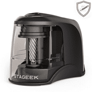 STAGEEK Electric Pencil Sharpener, Automatic Pencil Sharpener Plug in for No.2,Colored Pencils(6-8mm), USB or Battery Operated Pencil Sharpener for Office, Home (Black)