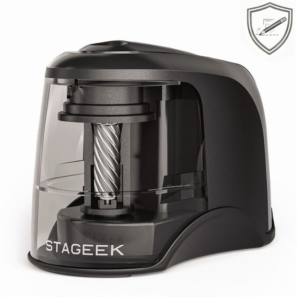 STAGEEK Electric Pencil Sharpener, Automatic Pencil Sharpener Plug in for No.2,Colored Pencils(6-8mm), USB or Battery Operated Pencil Sharpener for Office, Home (Black)