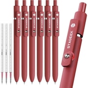 STAGEEK Red Gel Pens GX3, 6Pcs Quick Dry Red Ink Pens with 3 Extra Refills, Fine Point Retractable Smooth Writing Pens for Journaling, Writing, Note Taking,Nurse Aesthetic, Office