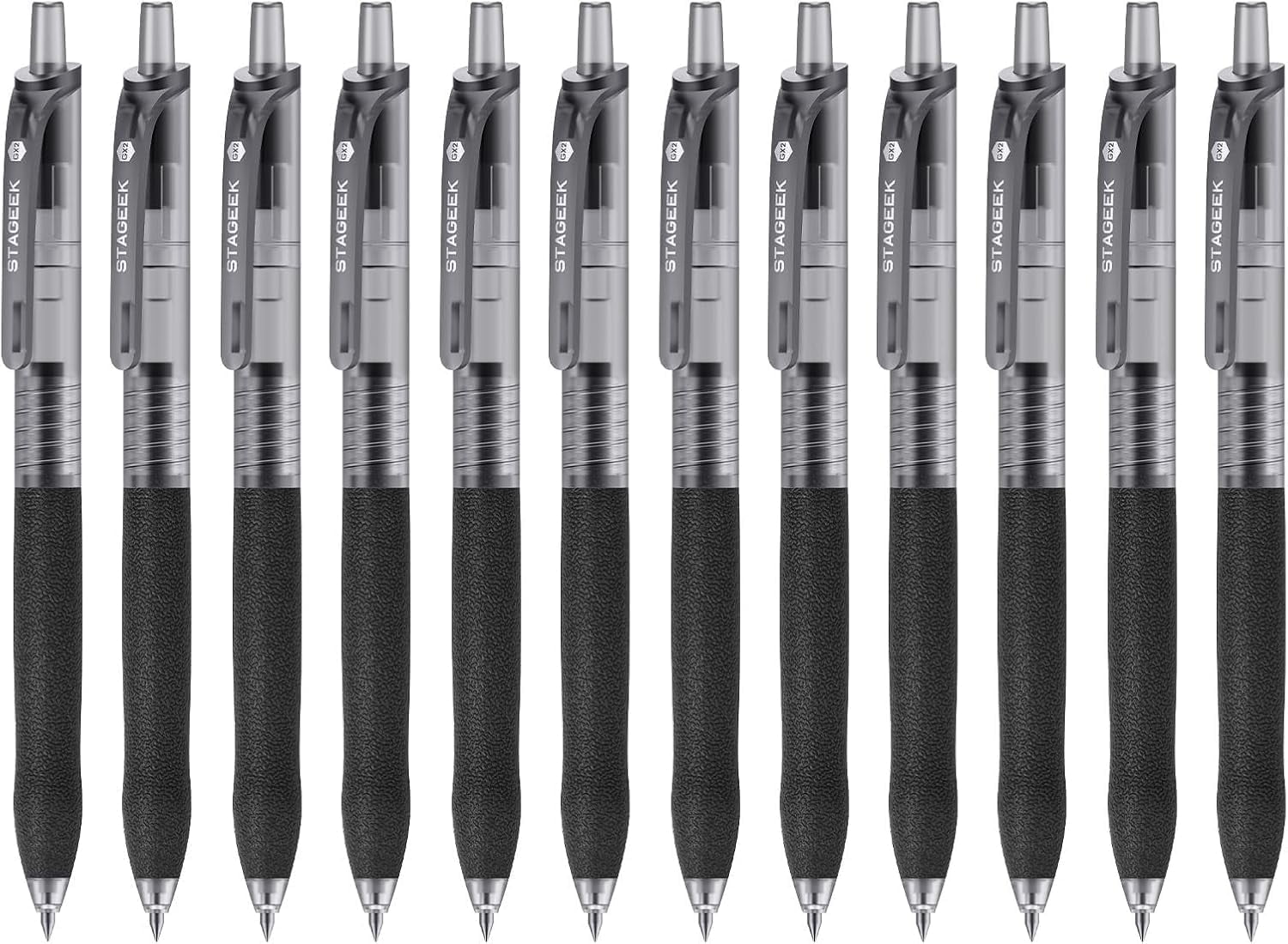 モカページ★stage6-9、10-12、pen STAGEEK 0.5mm Gel Pens Fine Point Smooth Writing Pens, 12PCS Black