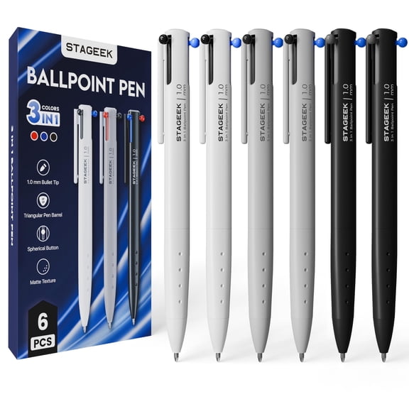 STAGEEK 6 PCS Multicolor Pen in One, Multi Colored Pen, 1.0mm Medium Point, Smooth Writing Colorful Retractable Pens