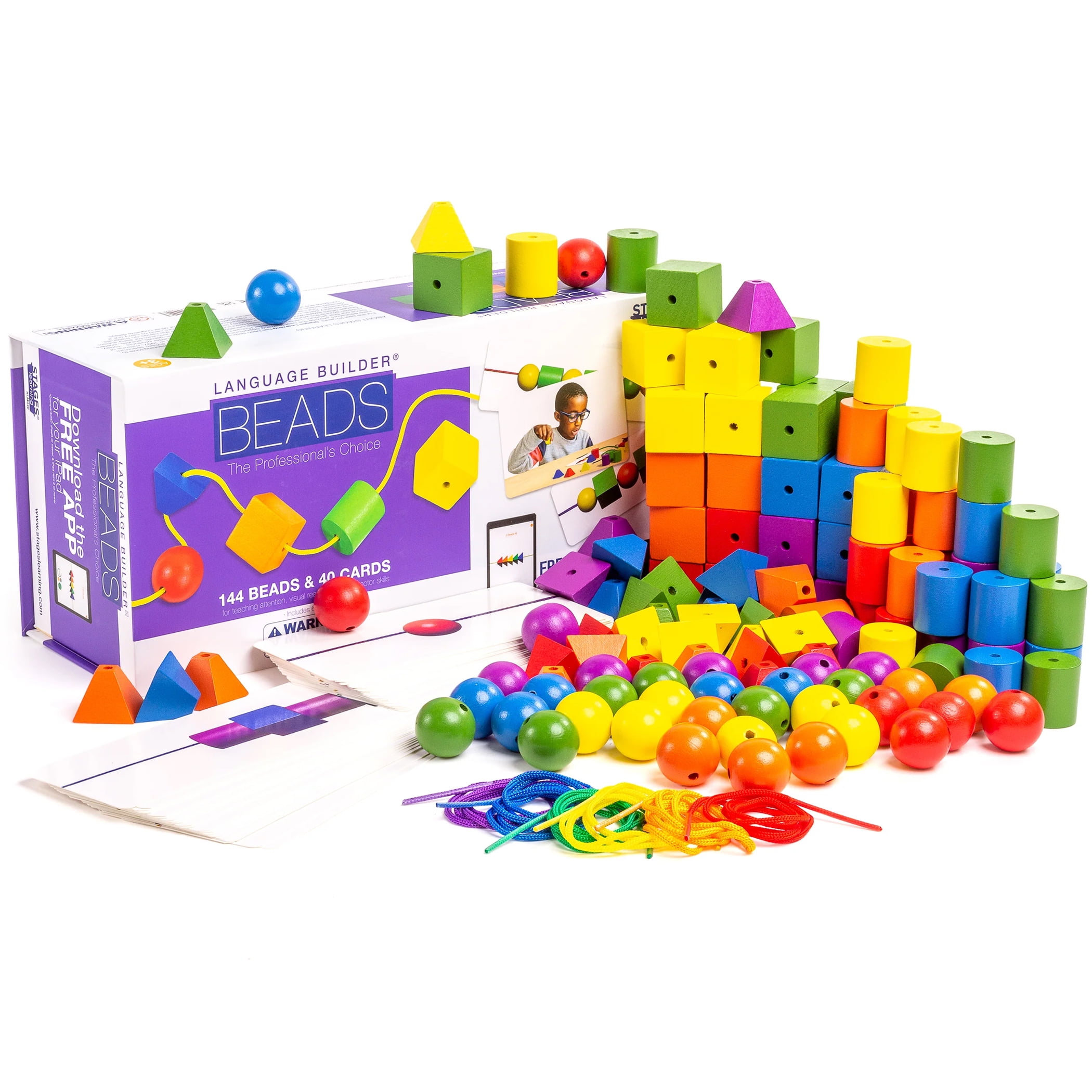 Stages Learning Materials Language Builder Stringing Beads, Home Set of 144