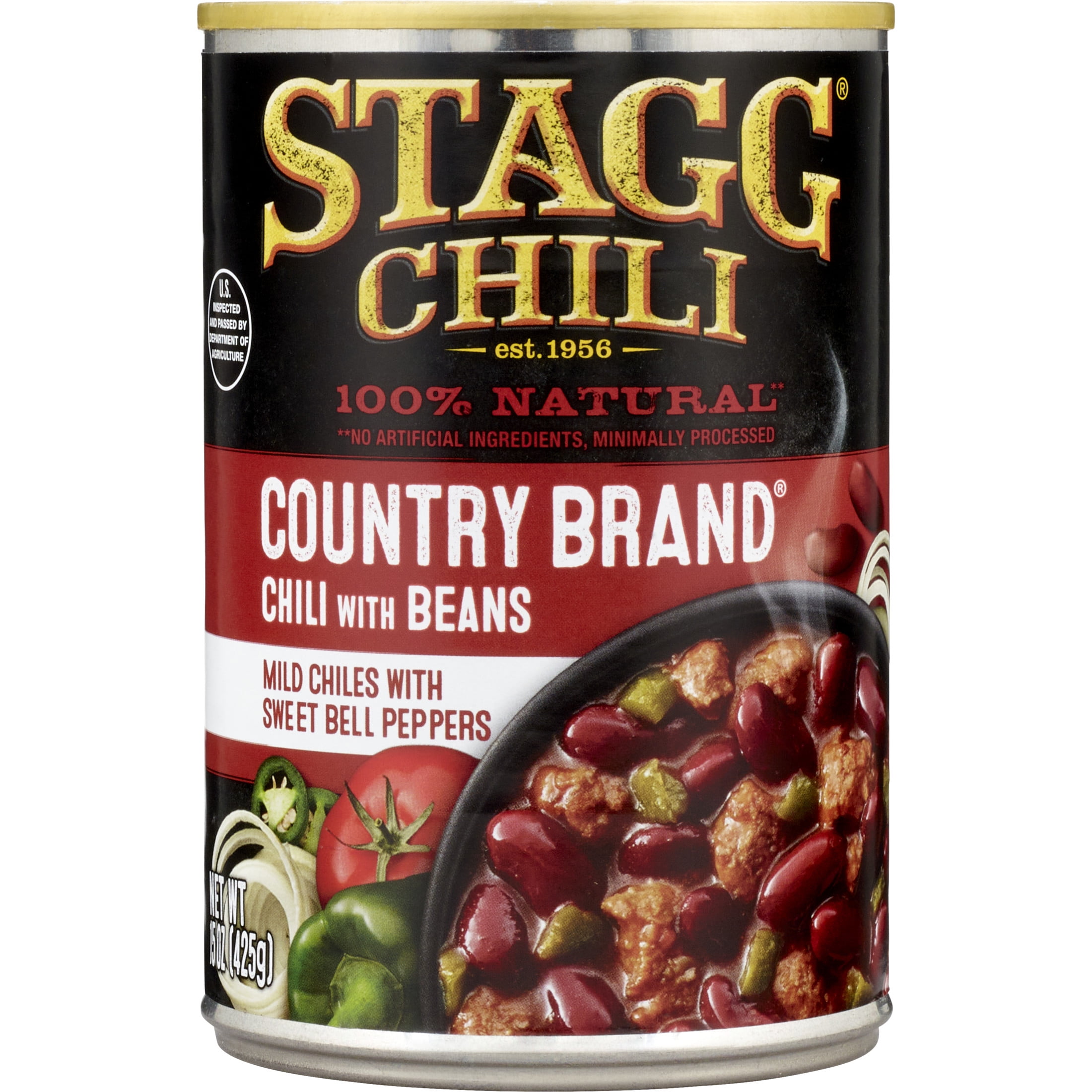STAGG COUNTRY BRAND Chili with Beans, Canned Chili, Shelf-Stable, 15 oz Steel Can