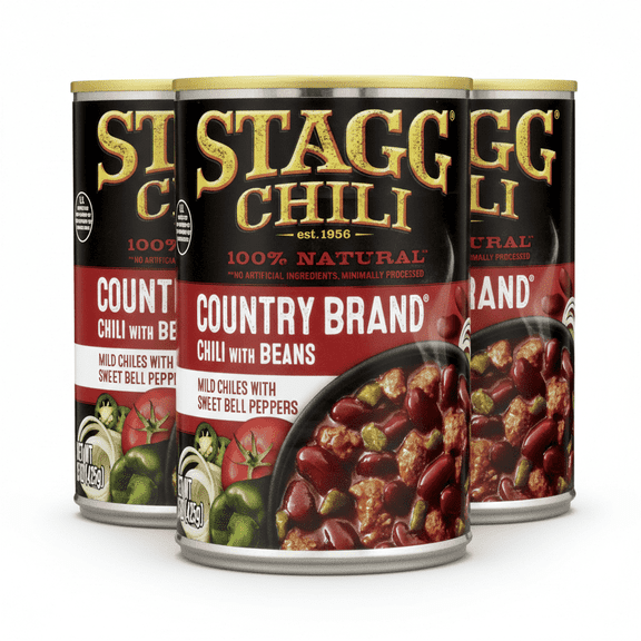 STAGG COUNTRY BRAND Chili with Beans, Canned Chili, Shelf-Stable, (Pack of 3)15 oz Steel Can