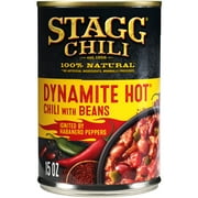 STAGG DYNAMITE HOT Chili with Beans Beef, Shelf-Stable, 15 oz Steel Can