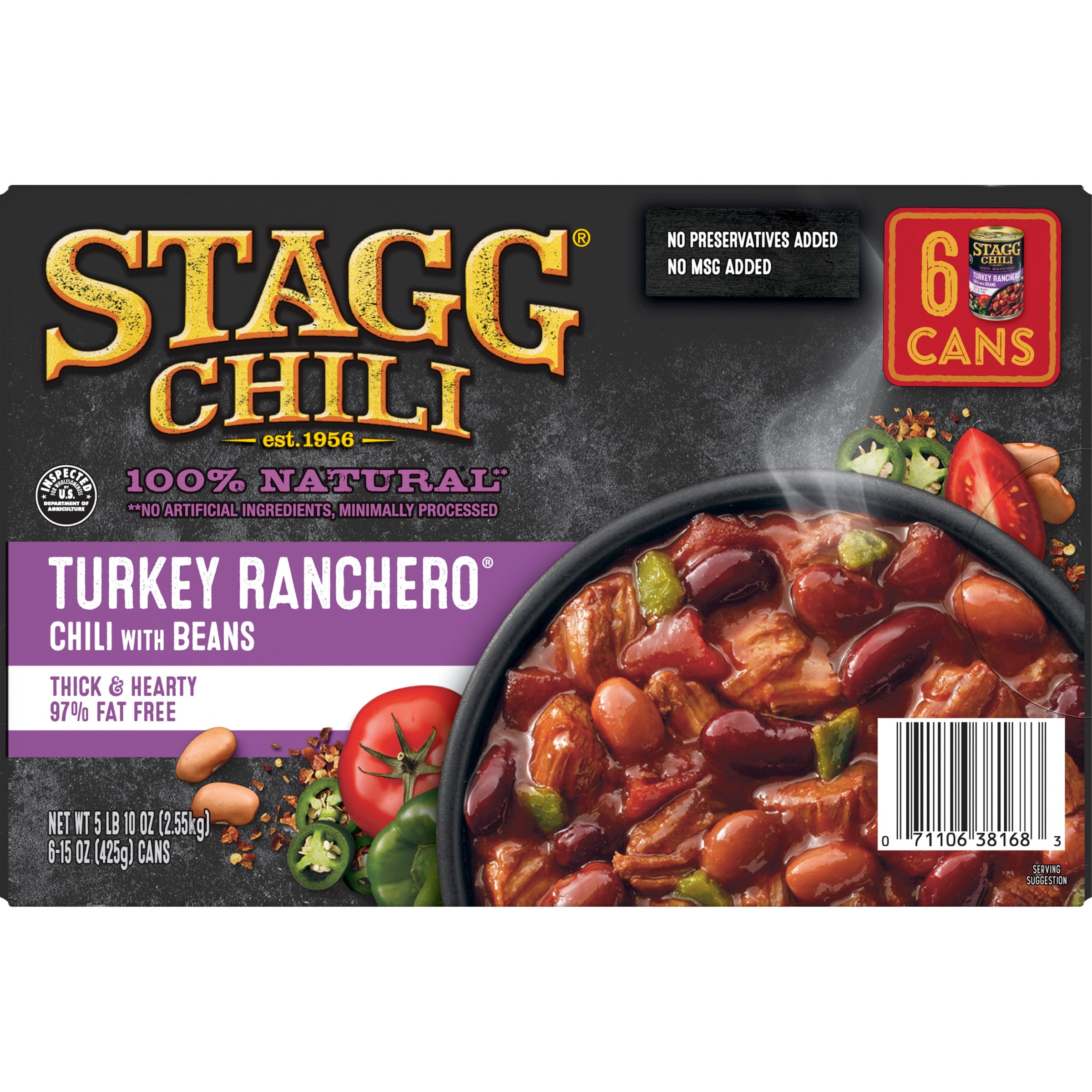 STAGG TURKEY RANCHERO Chili with Beans, Canned Chili, Shelf Stable, 15
