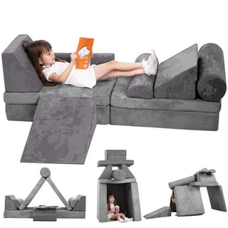 14pcs Kids Couch, Linor Toddler Sofa Modular Kids Couch for Playroom Furniture, Large Size Multifunctional Toddler Couch for Playing, Convertible Foam