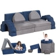 thumbnail image 1 of STAHMFOVER Modular Play Couch Solid Soft Fabric Foldable Couch with 10-Piece Set, Grey/Blue, 1 of 7