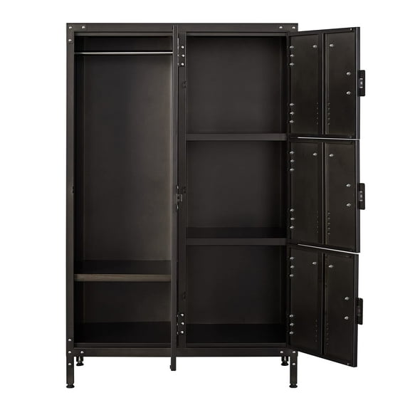 STAIN Metal Locker Cabinet, Industrial Storage Locker with Lockable Doors, 3 Tier Shelves Metal Lockers for Home Office, Kids, Dormitory and Bedroom