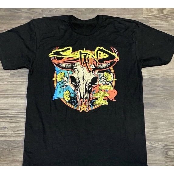 STAIND Band Tour Texas Concert Black Unisex T-Shirt ,Charcoal Color,Size L