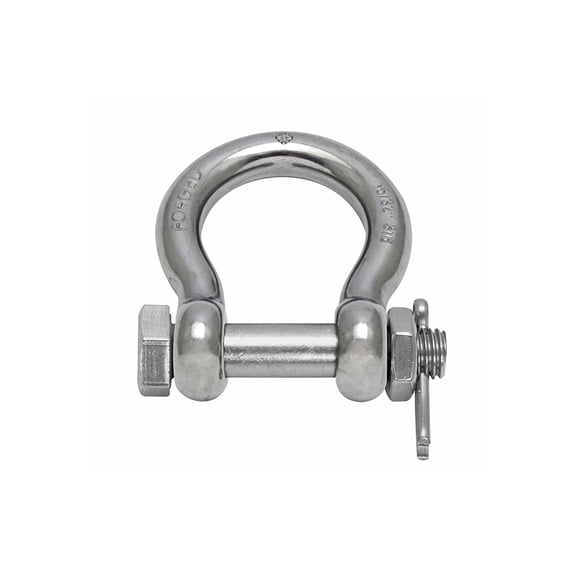 STAINLESS FORGED BOW SHACKLE WITH BOLT, 3/8" 316 SS