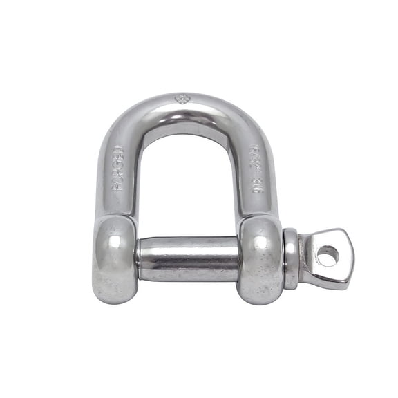 STAINLESS FORGED D SHACKLE WITH SCREW PIN, 1/4" 316 SS