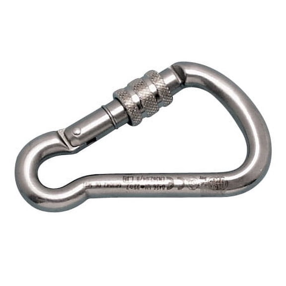STAINLESS HARNESS CARABINER CLIP SCREW LOCK, 7/16" X 5", 316 SS