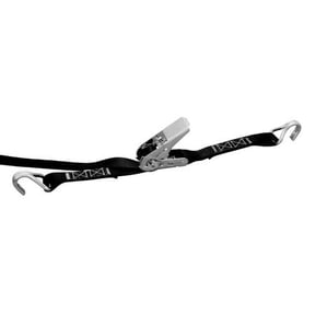 STAINLESS RATCHET ASSEMBLY TIE DOWN W/J HOOKS, BLACK 1"X12"X20', 304 SS