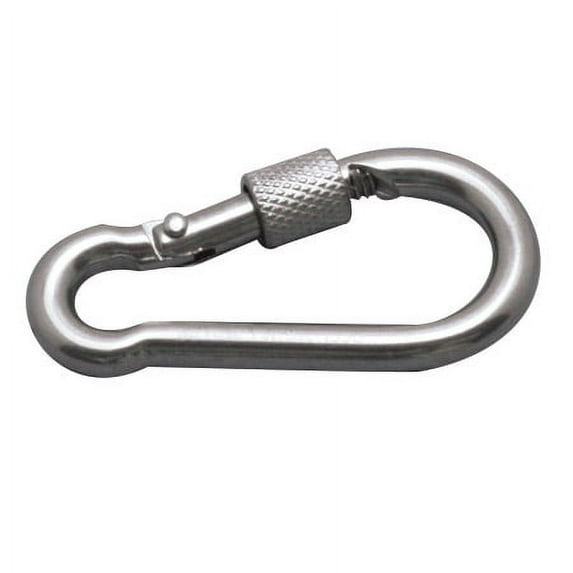 STAINLESS SCREW LOCK CARABINER SPRING CLIP, 1/4" X 2-3/8", 316 SS