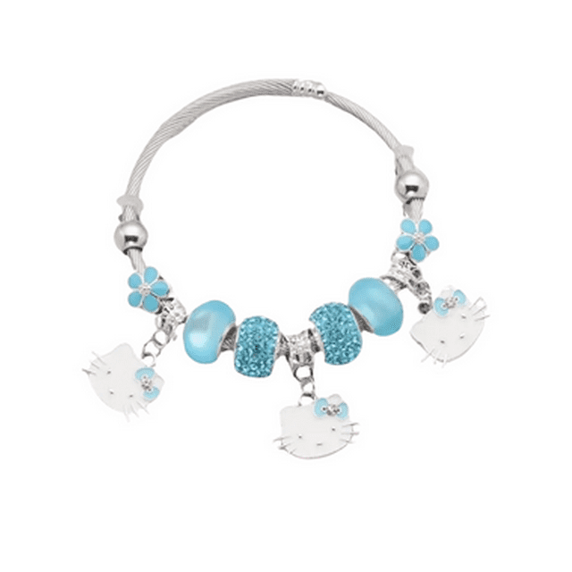 STAINLESS STEEL CHARM BRACELET FOR GIRLS AND ADULT, CRYSTAL BEADED