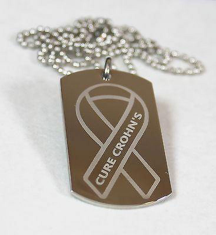 STAINLESS STEEL CURE CROHN'S DOG TAG NECKLACE PENDANT AWARENESS MEDICAL