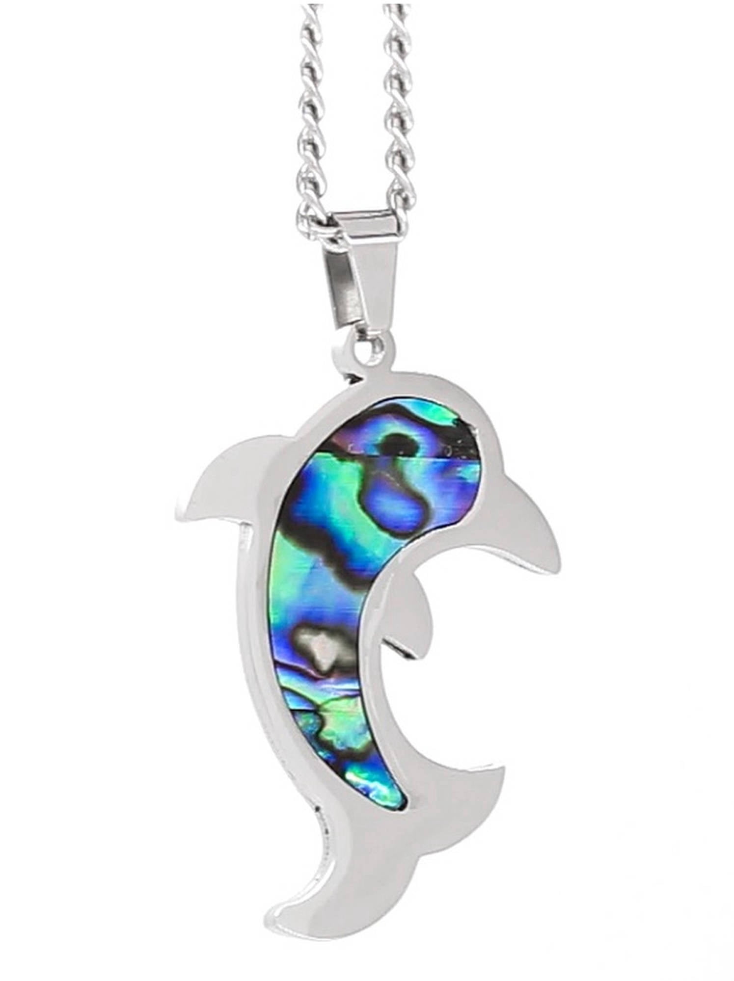 Collier Pendentif Coquille D'ormeau (Abalone) - Chaîne Acier Inoxydable 20" - Neuf Avec étiquettes