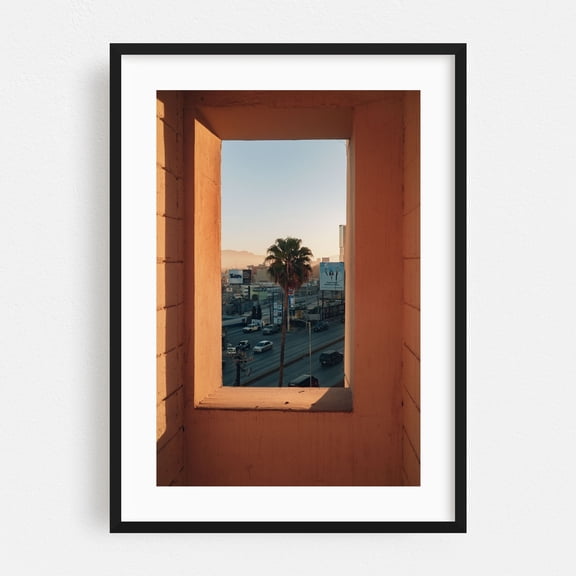 THE STAIRWELLS OF TIJUANA - Tijuana Baja California Mexico Photography Cityscape Palm Tree Sunset Architecture Street Photography Minimalist Black Framed Wall Art Print 5 x 7 inches