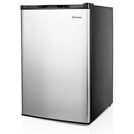 Costway - STAKOL 3 cu.ft. Compact Upright Freezer w/Single Stainless Steel Door Removable Shelves - Silver