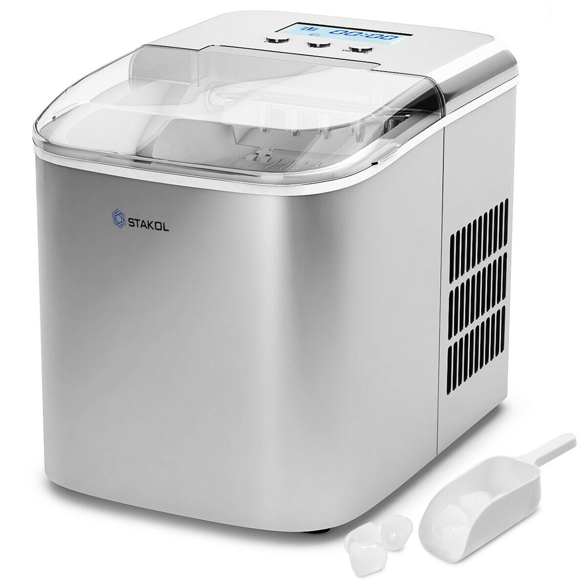 Thermostar Tsicebnhsc26sl 26-Pound Automatic Self-Cleaning Portable Countertop Ice Maker Machine, Silver