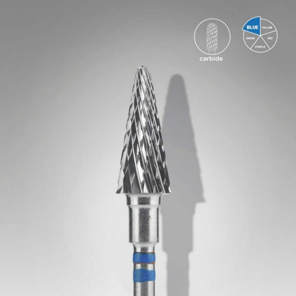 STALEKS PRO Carbide Nail Drill Bit For Left-Handed Users Cone Blue EXPERT Head Diameter 6 mm / Working Part 14 mm