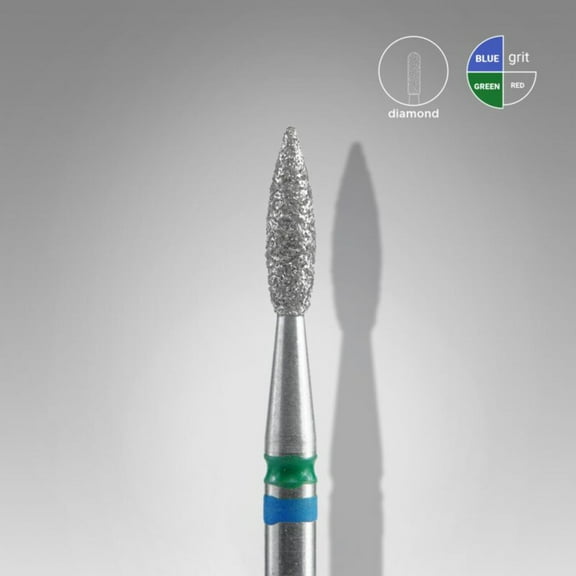 STALEKS PRO Diamond Nail Drill Bit DUO Flame Blue-Green EXPERT Head Diameter 2,1 mm / Working Part 8 mm