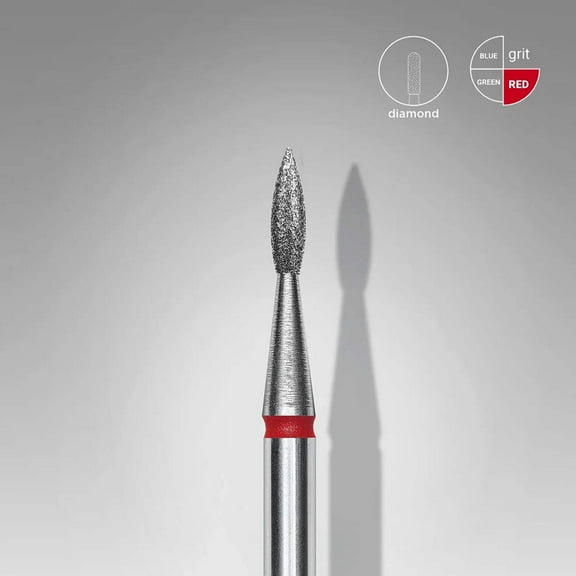 STALEKS PRO Diamond Nail Drill Bit Pointed (Flame) EXPERT head diameter 2,3 mm / working part 8 mm