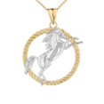thumbnail image 1 of STALLION HORSE ROPE PENDANT NECKLACE IN TWO TONE YELLOW GOLD :  10K  Pendant with 18" chain, 1 of 1