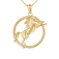 thumbnail image 1 of STALLION HORSE ROPE PENDANT NECKLACE IN YELLOW GOLD, 1 of 1
