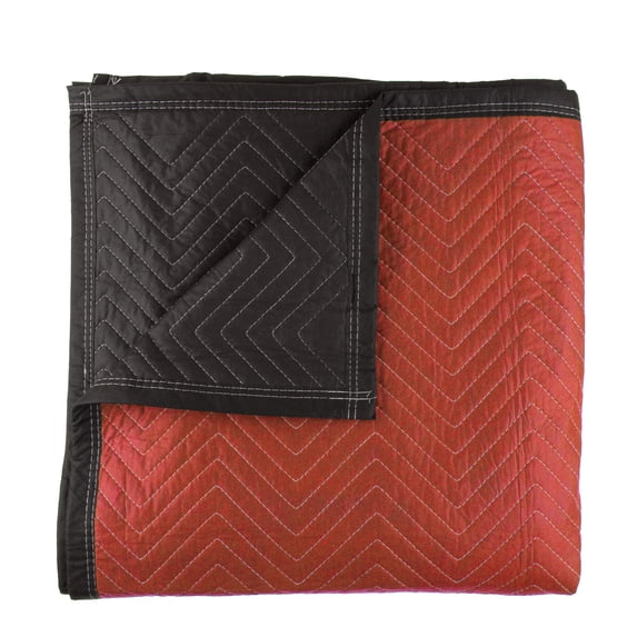 STALWART Cotton-Filled Moving Blanket – Heavy-Duty Drop Cloth to Cover Furniture, Appliances and Cushion Moving Boxes – Black/Red, 72" x 80", Set of 4