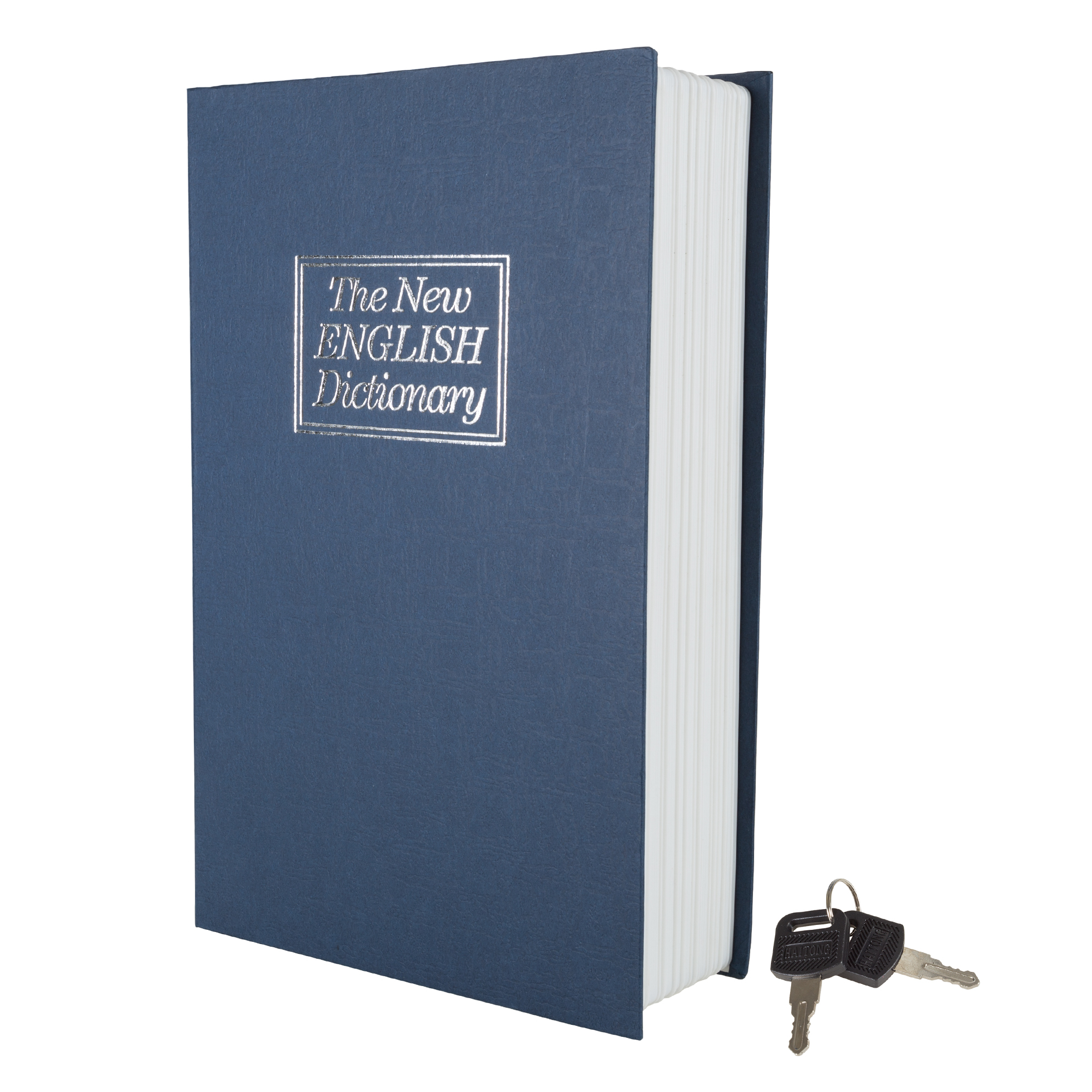 STALWART Diversion Metal Book Safe with Lock and 2 Keys – Portable New English Dictionary Faux Book Lock Box Safe for Cash, Jewelry, Passport and Other Valuables (Blue) - image 1 of 5