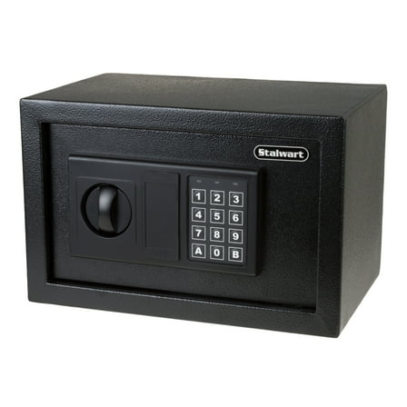 Stalwart Fire Resistant Steel Digital Safe Box with Keypad, Anti-theft Alarm and Manual Override Keys, Black