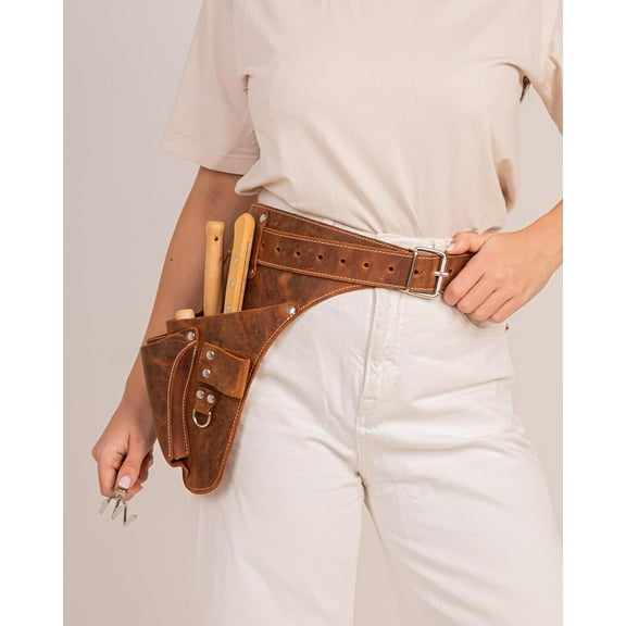 STAMESKY Adjustable Women Tool Belt with Pockets, Leather, 1.06 lb